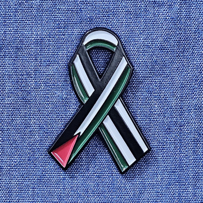 BE1401 자유를 향한 갈망을 담은 평화의 상징 팔레스타인 국기 리본 뱃지