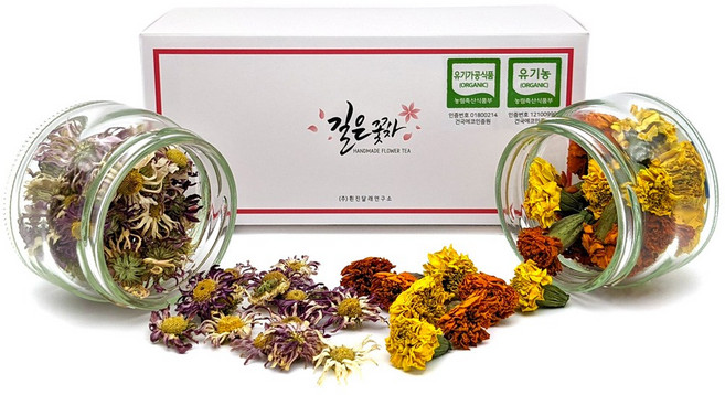 길은꽃차 가을추억 유기농 꽃차선물세트 구절초 메리골드 /국산, 구절초+메리골드, 1세트