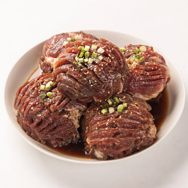 대한민국농수산 국내산 한돈 뼈 없는 순살 칼집 양념 목살 돼지갈비, 6개, 300g