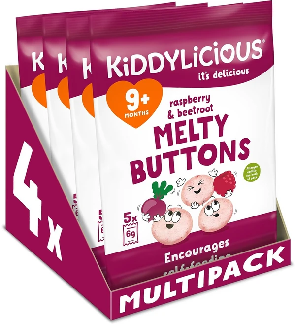 Kiddylicious 키딜리셔스 라스베리 & 비트루트 멜티버튼 유아스낵 20개, 6g, 라스베리 비트루트 - 쿠팡