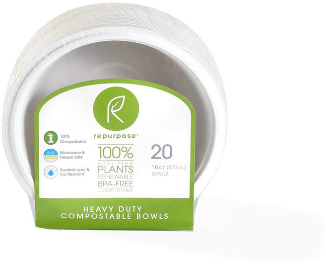 리펄포즈 헤비 듀티 컴포스터블 보울 일회용접시, 20개입, 1개