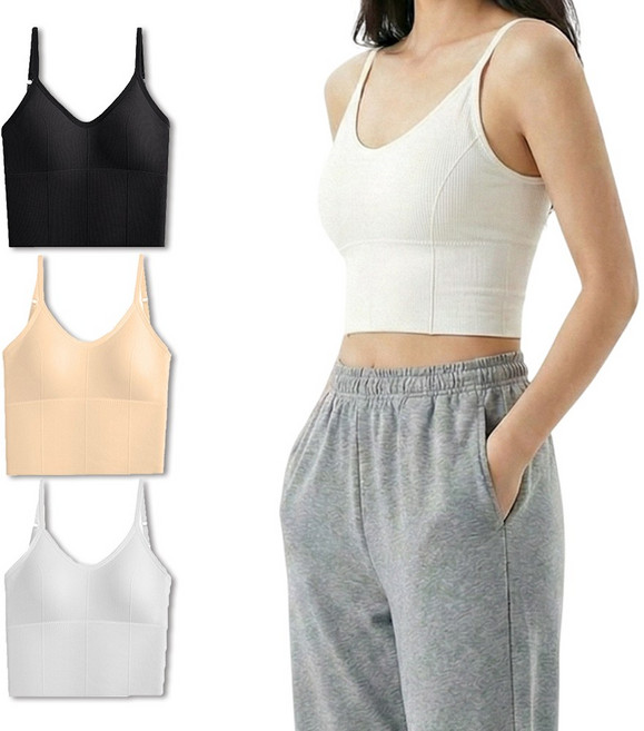 데일리프렌즈 백리스 브라렛 크롭 여성 나시 3종세트