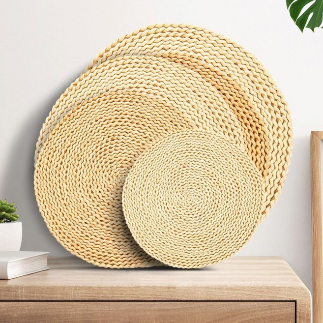 대형사이즈 원형 라탄식탁매트, 1개
