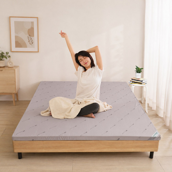LooCa 5cm 泰國乳膠床墊 學生租屋適用, 防螨防蚊-灰,雙人5尺：186x150cm