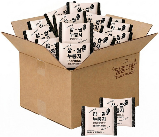 검은콩으로 더 고소한 찹쌀 누룽지 무가당 스낵 개별포장, 20개, 25g