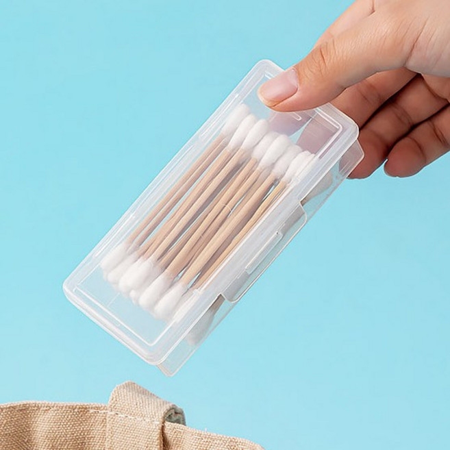 휴대용 치실통 면봉 이쑤시개 보관통, 화이트, 1개, 불투명 화이트