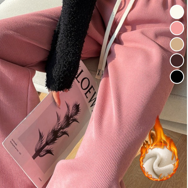 누모아 윈터라인 코듀로이 기모 팬츠 여성용 세미와이드 겨울 웜핏 데일리룩