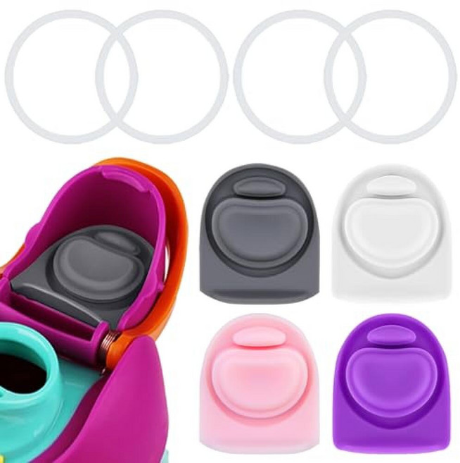 ZONBBEE Owala FreeSip 680.4g24온스 946.4ml32온스와 호환되는 교체용 실리콘 스토퍼 씰 4개 물병 뚜껑 캡 고무 부품 400/19/24/32/40, 4 Complete Seal Set, 4 Colors Set 1