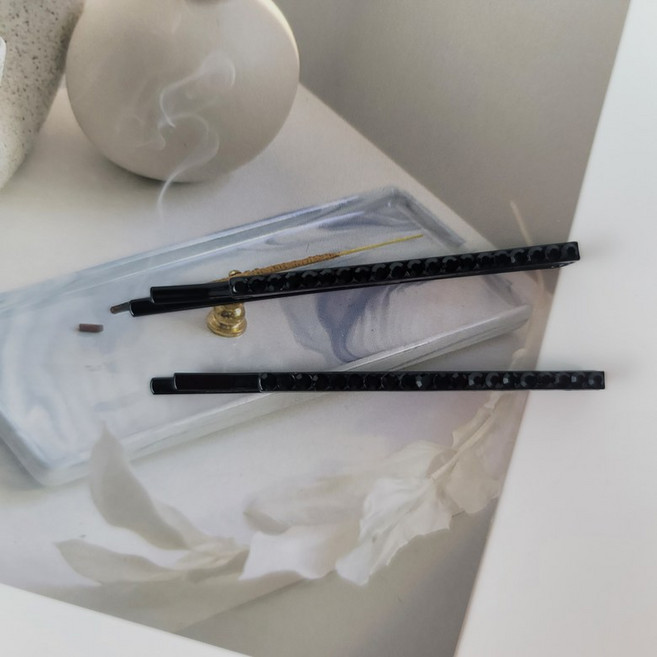 [첫눈에반하다] 국산 큐빅 실핀 한쌍 7cm 앞머리 옆머리. 고정 헤어핀