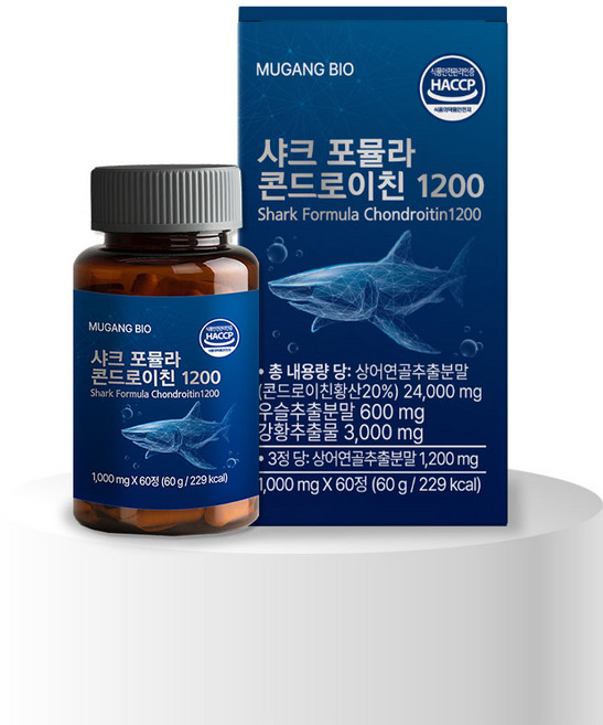 [본사출고] 무강바이오 샤크 포뮬라 상어연골 콘드로이친 1200 식약청인증 HACCP 미국관절 우슬 콘드로이친, 1개, 60정