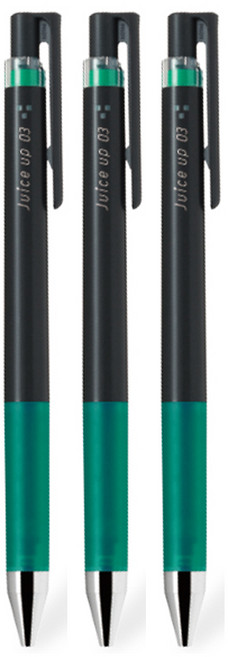 파이롯트 쥬스업 젤잉크 중성 노크펜 0.3mm 그린, 3개