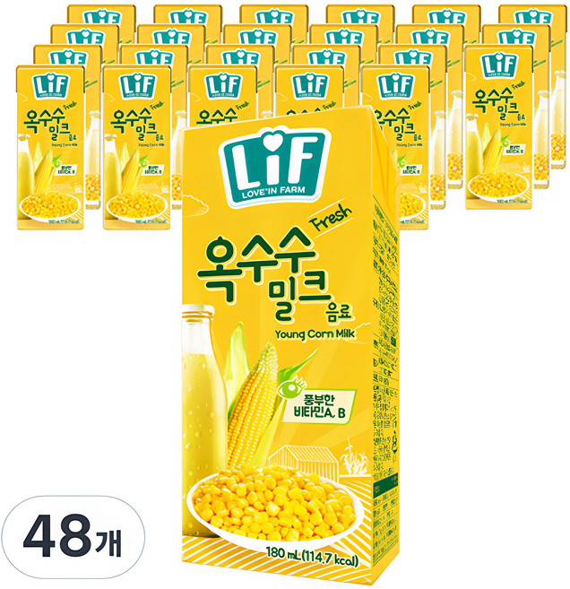 LIF 옥수수 밀크 음료, 180ml, 48개
