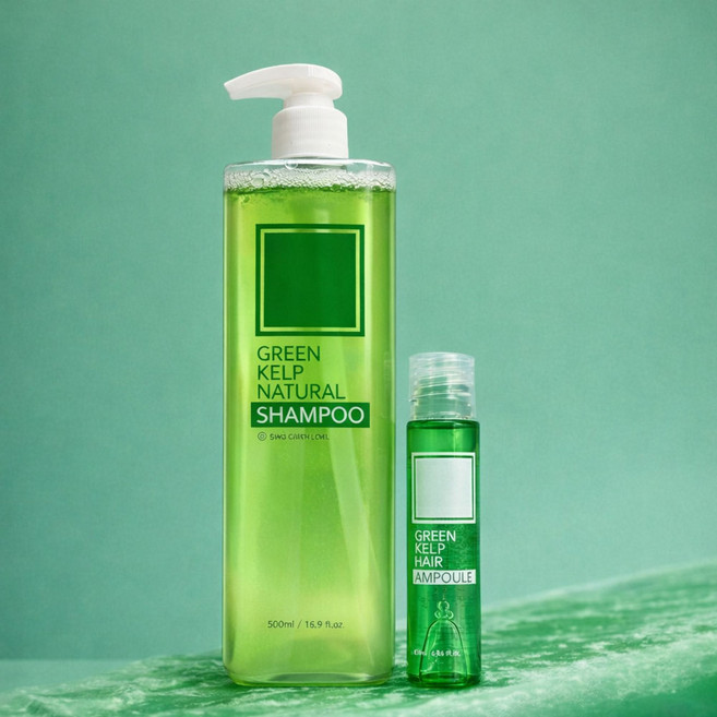 다시마샴푸 천연계면활성제샴푸 계면활성제없는 커피 글라이신샴푸 두피가려움 성분좋은 약산성 샴프, 다시마 샴푸 500ml+다시마앰플, 1개, 500ml