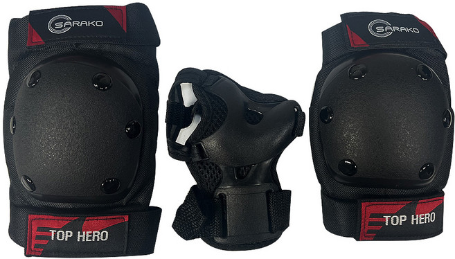탑히어로 아동보호대 고급형 (손목+팔꿈치+무릎 세트) / 인라인 및 자전거 킥보드, 1세트, 레드