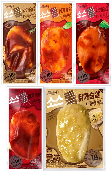 [랭킹닭컴] 맛있닭 소스 통 닭가슴살 5종 맛보기 세트, 100g, 50개