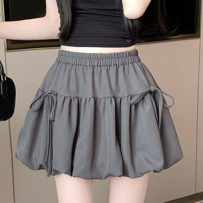 햇살빛깔 발레코어 벌룬 리본 캉캉 밴딩 미니 스커트
