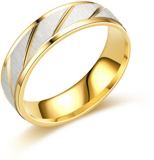 FANSYLI 금반지 18k 도금 커플링 능직 티타늄 반지 생일 선물2601K29