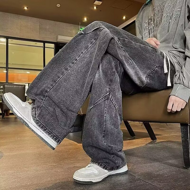 癮品流行-YP 男士工裝牛仔褲 多功能口袋美式寬褲