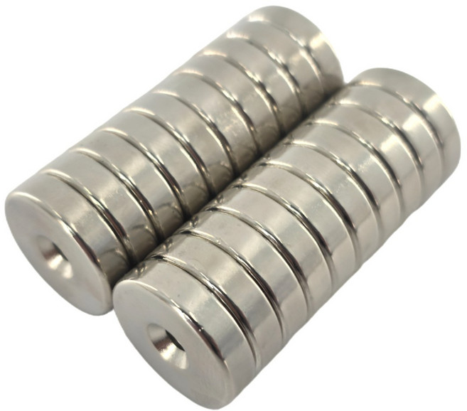 마니코 초강력 원형사라자석 지름 20mm x 두께 5mm (홈 6.5mm/내경 4.2mm) D20 x 5T 네오디움 원형자석 N극 S극구분 오토바이 거치대 수리용 DIY 부착용, 10개 (N극), 10개