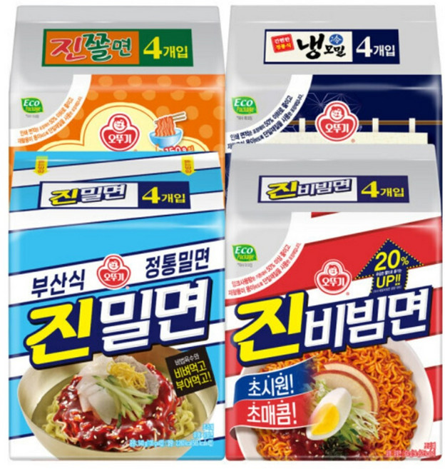 오뚜기 비빔면 16입 (진밀면4+진비빔면4+진짜쫄면4+냉모밀4), 단일구성, 16개