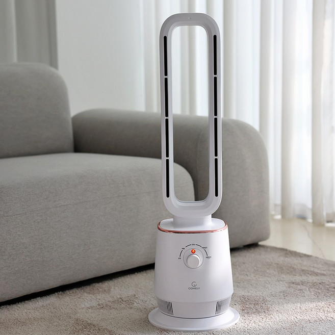 [3초발열] 코멜리 고성능 PTC 히터 가정용 전기 날개없는 온풍기, 화이트
