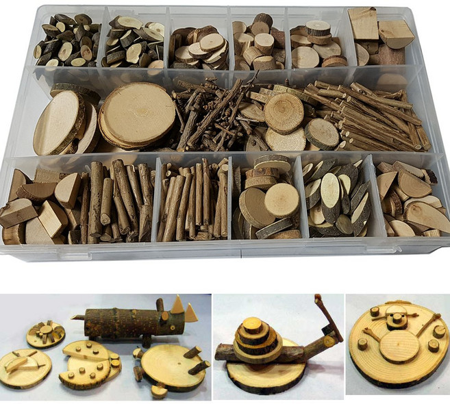 천연나무재료 16종세트 / 조각 장난감 동물 곤충 공예 목걸이 이름표 만들기재료 숲속 자연체험 야외활동 미술 학습준비물
