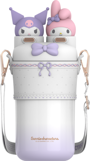 정품 산리오 텀블러 550ml, 550ml 쿠로미+마이멜로디(화이트), 1개