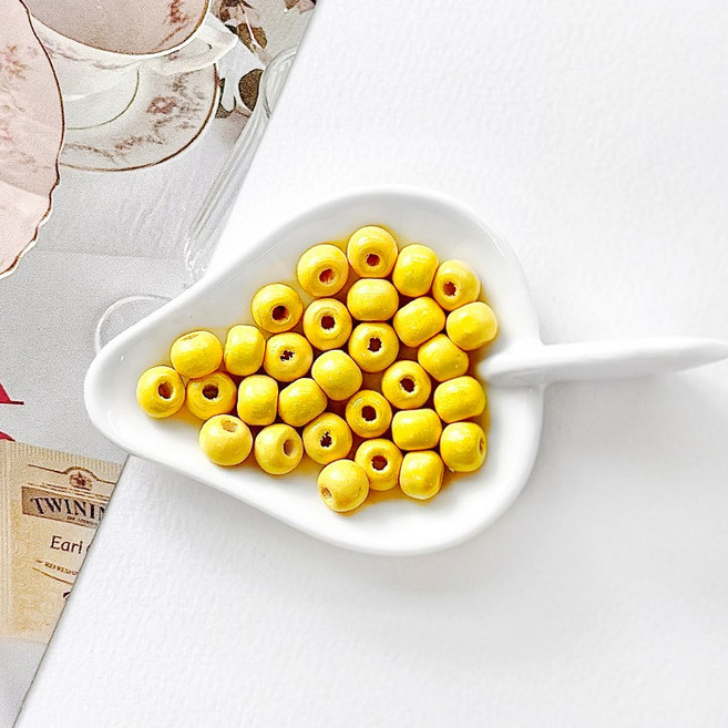 헤세드 8mm 나무구슬 우드구슬 비즈 복음팔찌 전도팔찌 선교팔찌, 20개, 옐로우