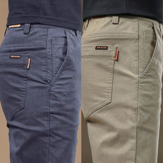 1+1 중년 남성 팬츠 캐주얼 봄 가을 하이웨이스트 일자 바지 루즈핏 심플 남자 작업복 팬츠 CY