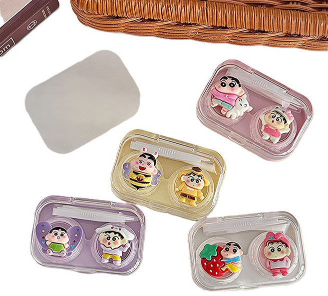 루미또와 휴대용 못말리는 표정 케릭터 서랍형 콘택트렌즈 케이스 4종, 1세트, 혼합세트A