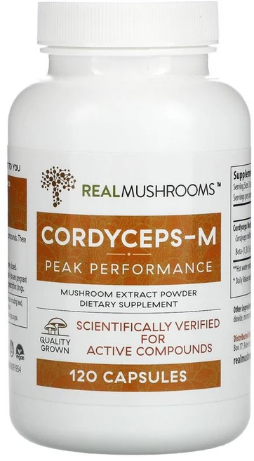 리얼 머쉬룸 동충하초 버섯 추출 베타글루칸 120캡슐 Real Mushrooms Cordycep-M Peak Performance 120 Capsules, 1개, 120정 - 쿠팡