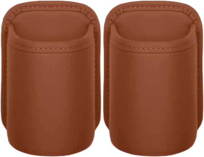 모닝문 차량 틈새활용 클립형 가죽 컵홀더, 오렌지브라운, 2개