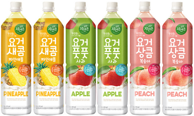 웅진 요거풋풋 사과2개+요거상큼 복숭아2개+요거새콤 파인애플2개 총6개, 6개, 1.5L