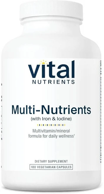 바이탈 뉴트리언츠 멀티-뉴트리언트 위드 철분 요오드 아이오딘 캡슐 Vital Nutrients Multi-Nutrients, 1개, 180정 - 쿠팡