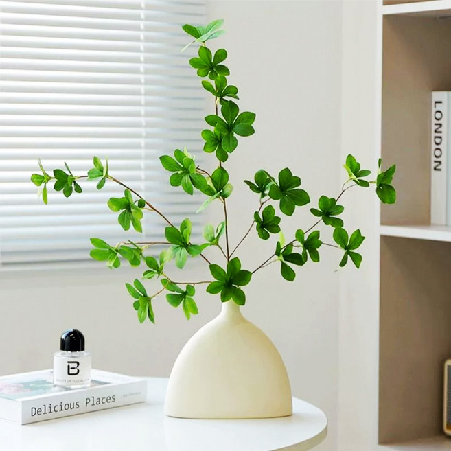 하스몰 로맨틱 인테리어 화분조화 매화꽃 + 플라스틱도자기 꽃병 세트, 1개, 그린 달리아