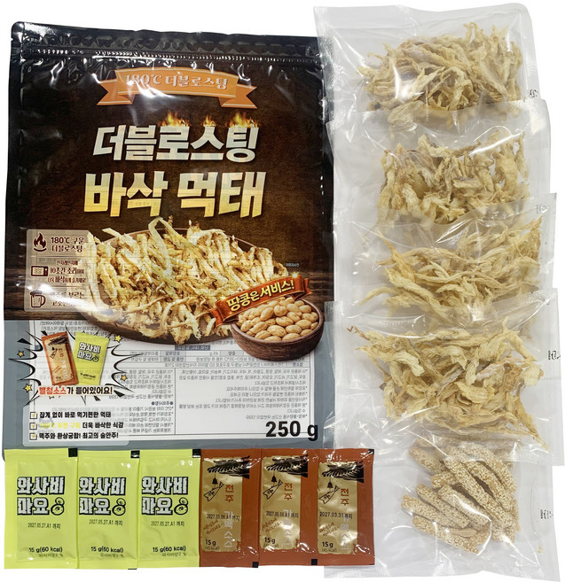 더블로스팅 바삭먹태 120g + 소스 15g x 6p + 구운참마깨스틱 40g 1세트, 1개, 250g