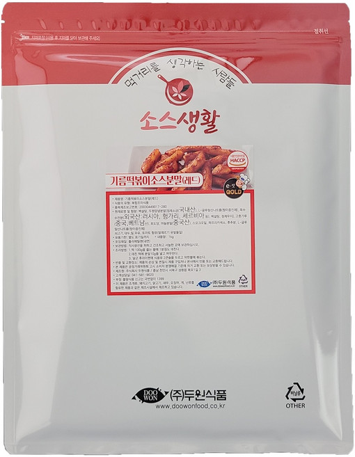 [두원식품] 기름 떡볶이 소스(레드), 1개, 1kg