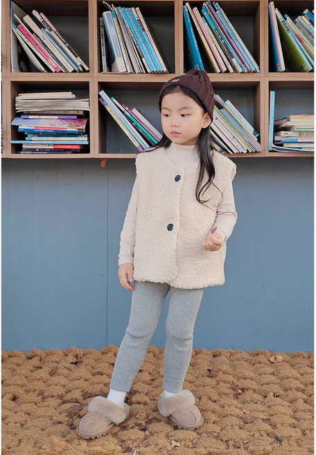 콩지키즈 유아 아동 뽀글이 양털조끼 아기 여아 남아 공용 겨울 간절기 조끼 베스트