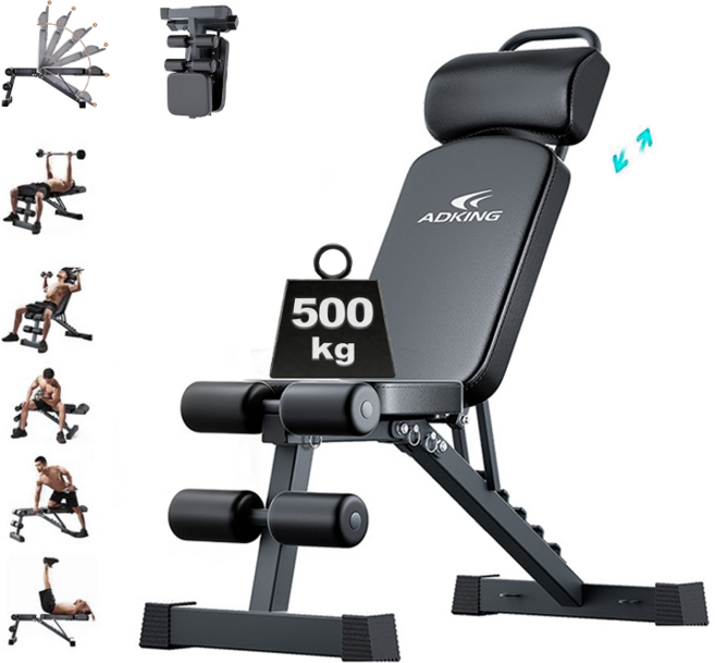 호밍사이 각도조절 인클라인 벤치프레스 6단 각도조절 하중 500kg 리프트 베개, 블랙