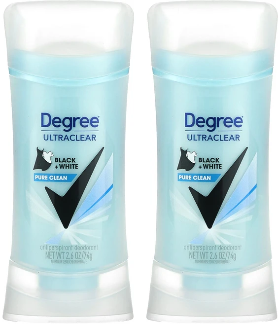 Degree UltraClear 블랙 앤 화이트 땀 억제제 데오도런트 2개입 각 74g(2.6oz), DegreeUltraClear블랙앤화이트땀억제제데오도런, 74g - 쿠팡