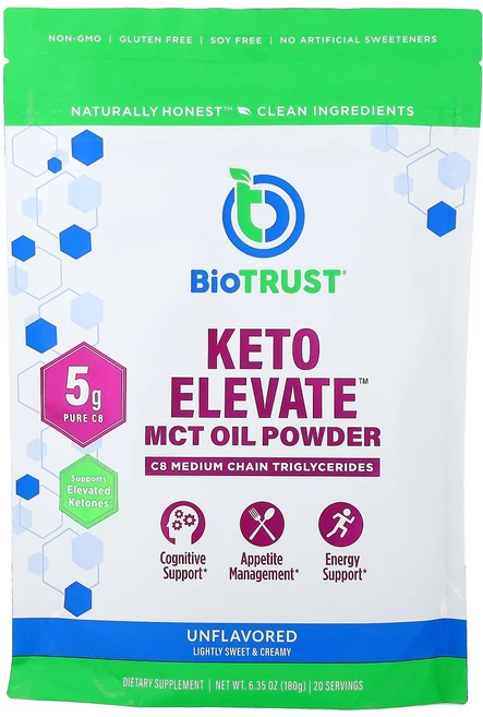 BioTRUST Keto Elevate™ MCT Oil Powder Unflavored 6.35 oz 180 g, BioTRUST, Keto Elevate™, MCT O, 1개 - 쿠팡