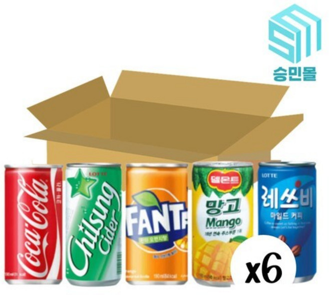 도매 미니 캔음료 칠성사이다 환타 밥알없는식혜 레쓰비 6캔씩 30캔 업소용 음료수, 30개