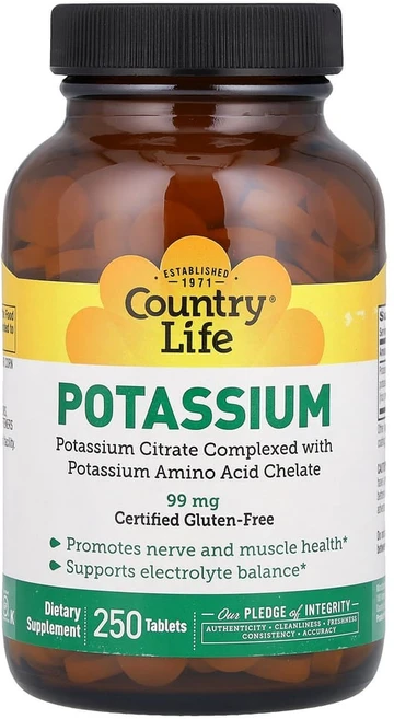 컨트리라이프 포타슘 포타시움 칼륨 99mg 250정, 1개 - 쿠팡