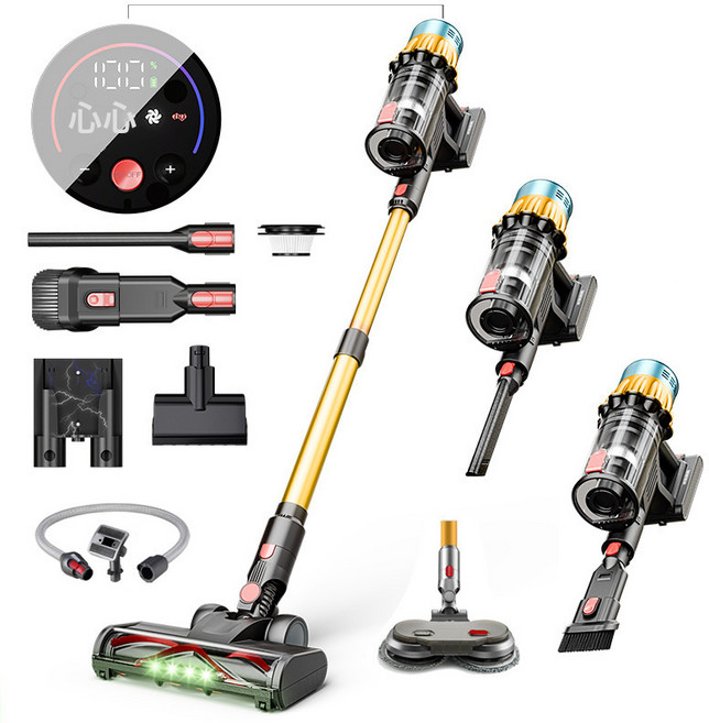 無線手持吸塵器 650W無刷 40KPa乾濕兩用 防纏繞綠光顯塵, 需自備轉接頭, 8串宠物除螨拖地刷7