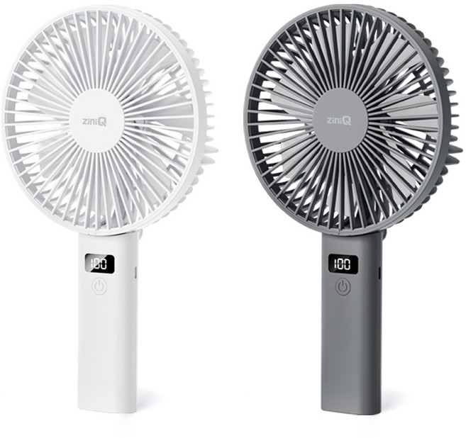 UNICORN 지니큐 BLDC 빅헤드 6인치 7엽날개 휴대용 탁상용 접이식 무선 미니선풍기 LED 화면 FN-1200T, 화이트