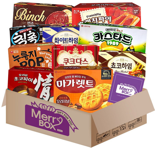 탕비실 과자세트4호(누룽지팝+후렌치파이+칙촉+빈츠+참붕어빵+마가레트+쿠크다스(소)+화이트하임+쵸코하임+초코파이)+메세지카드, 1박스, 과자세트