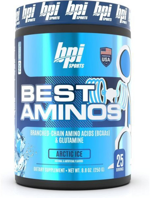 스포츠 운동 음료 믹스 파우더 BPI Sports 베스트 아미노스 BCAA 포스트 워크아웃 및 글루타민 회복 가지사슬 아미노산 함유 수분 공급 회복용 남녀용 아틱 아이스, 북극 얼음, 8.82 온스 (1개 팩)