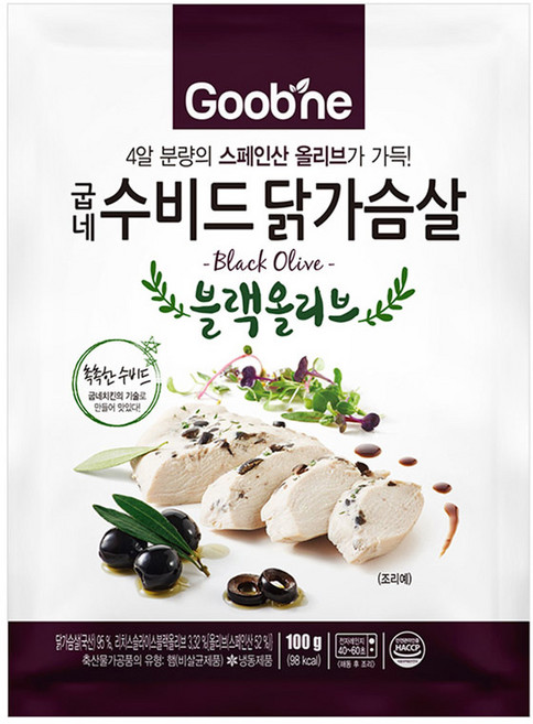 굽네 블랙올리브 수비드 닭가슴살 100g, 1개