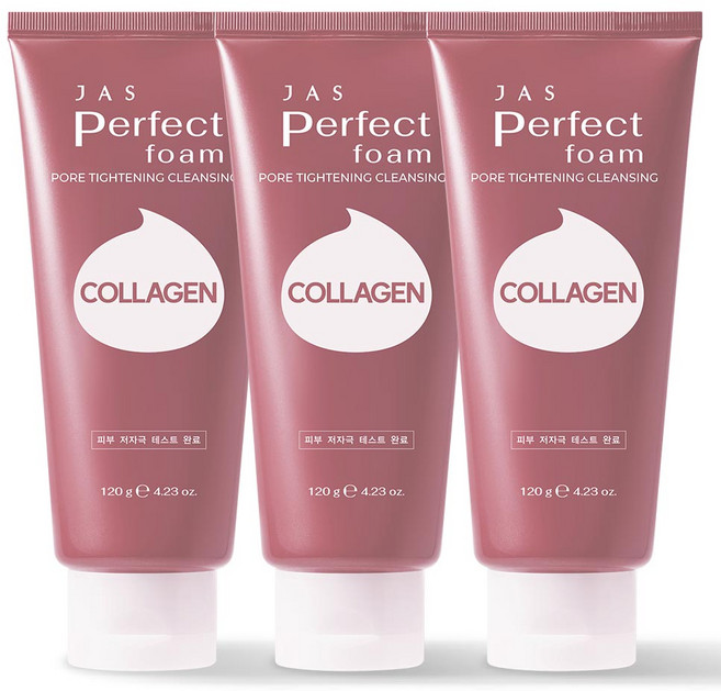 쟈스 퍼펙트 클렌징폼 콜라겐, 3개, 120g