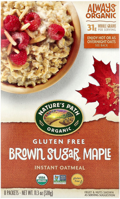 Nature's Path 유기농 인스턴트 오트밀 브라운 슈가 메이플 8 팩 11.3 oz(320 g) Path (네이처스 패스), 1개